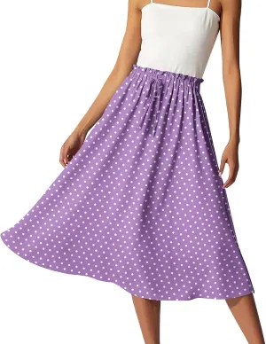 ADHOWBEW Long Skirts for Women Summer Smocked Flowy Sexy Floral Print Casual Cotton Bohemian High Waist Skirts