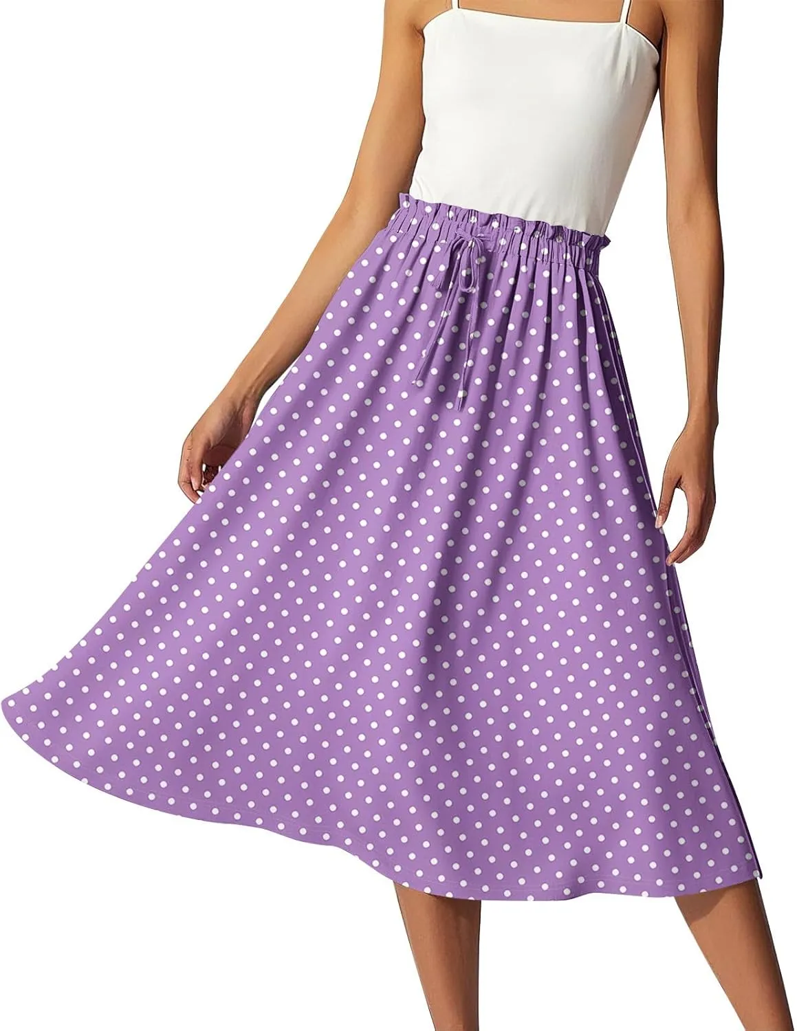 ADHOWBEW Long Skirts for Women Summer Smocked Flowy Sexy Floral Print Casual Cotton Bohemian High Waist Skirts