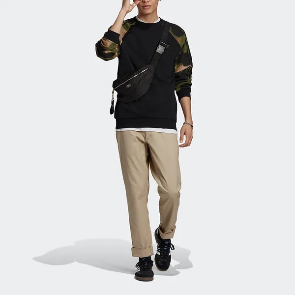 adidas originals Camo Stripes Crew Casual Sports Sweater Men's Black