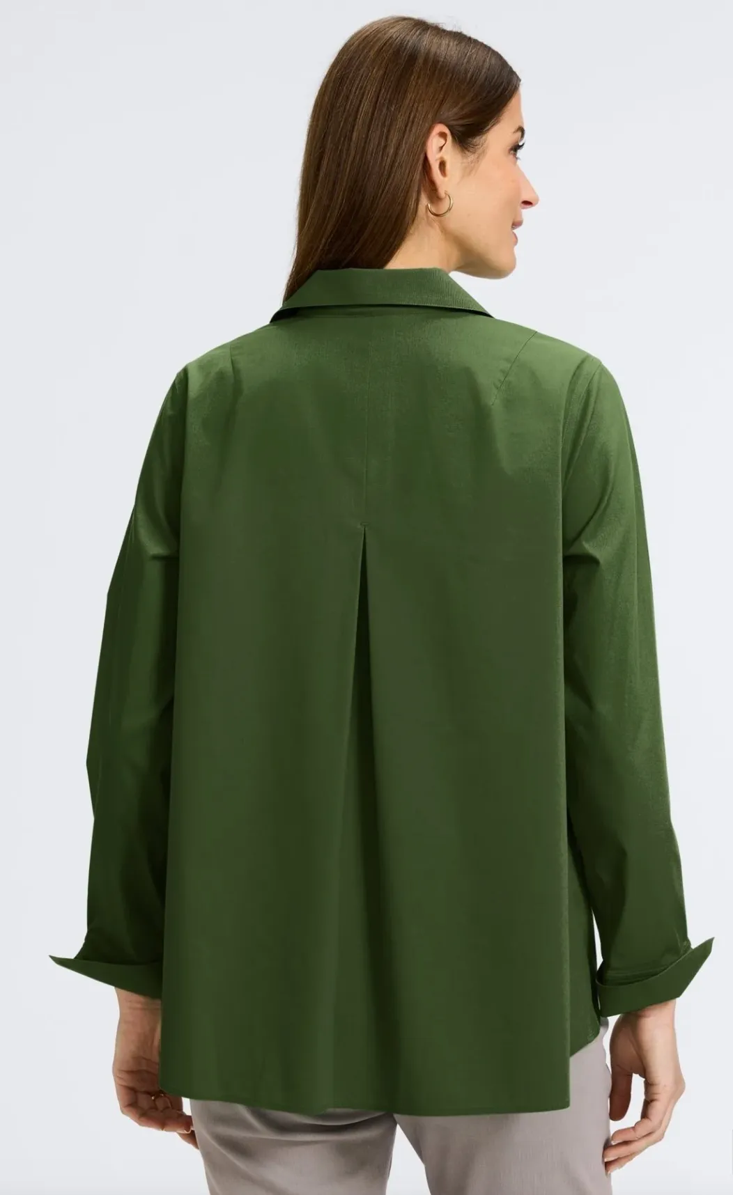 Agnes Stretch No Iron Popover Long Sleeve Shirt - Basil