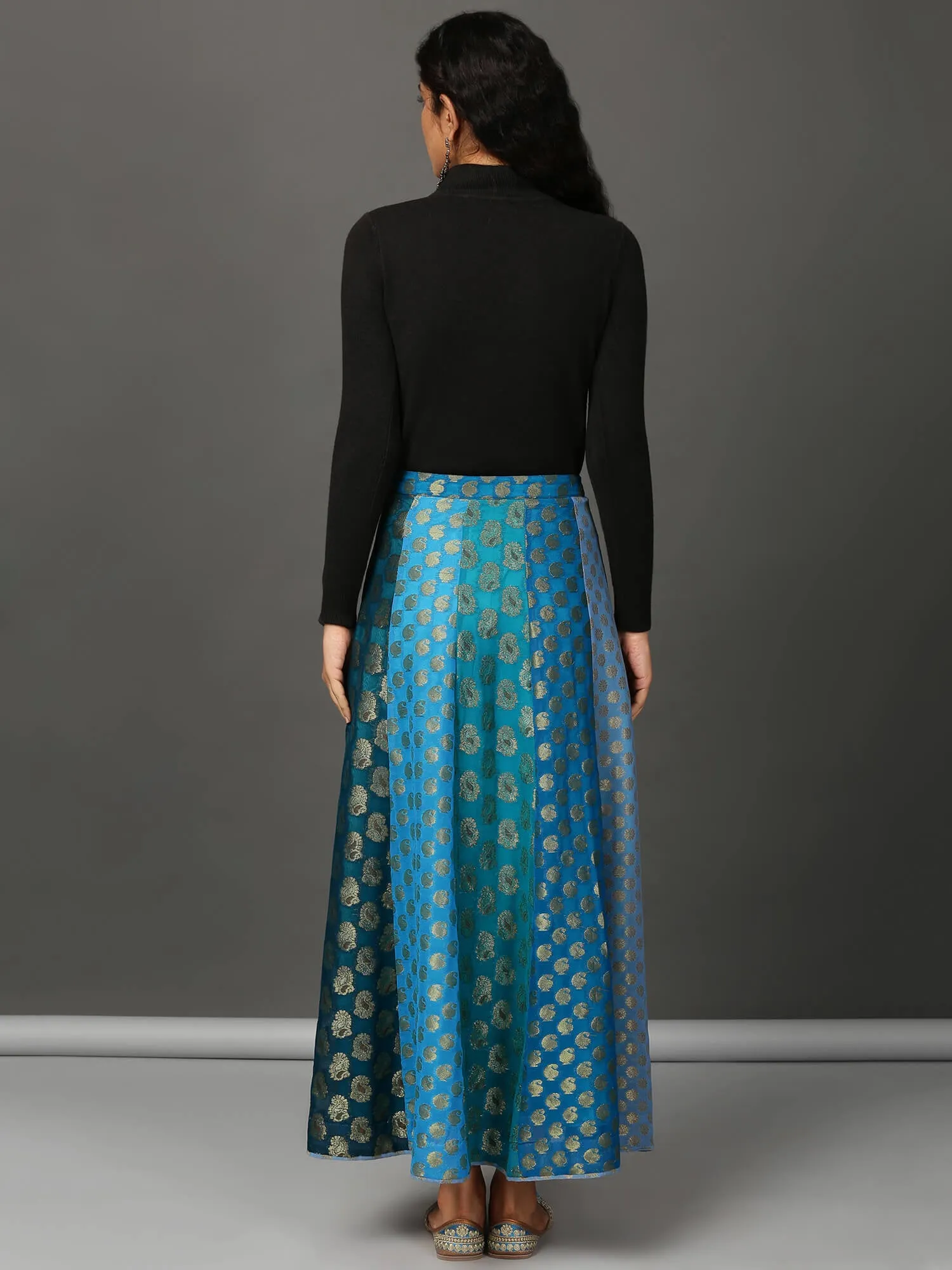 All Blues Jacquard Panelled Skirt