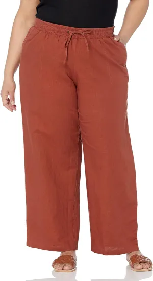 Amazon Essentials Women's Linen Blend Drawstring Relaxed Fit Wide Leg Pant (Available in Plus Size)