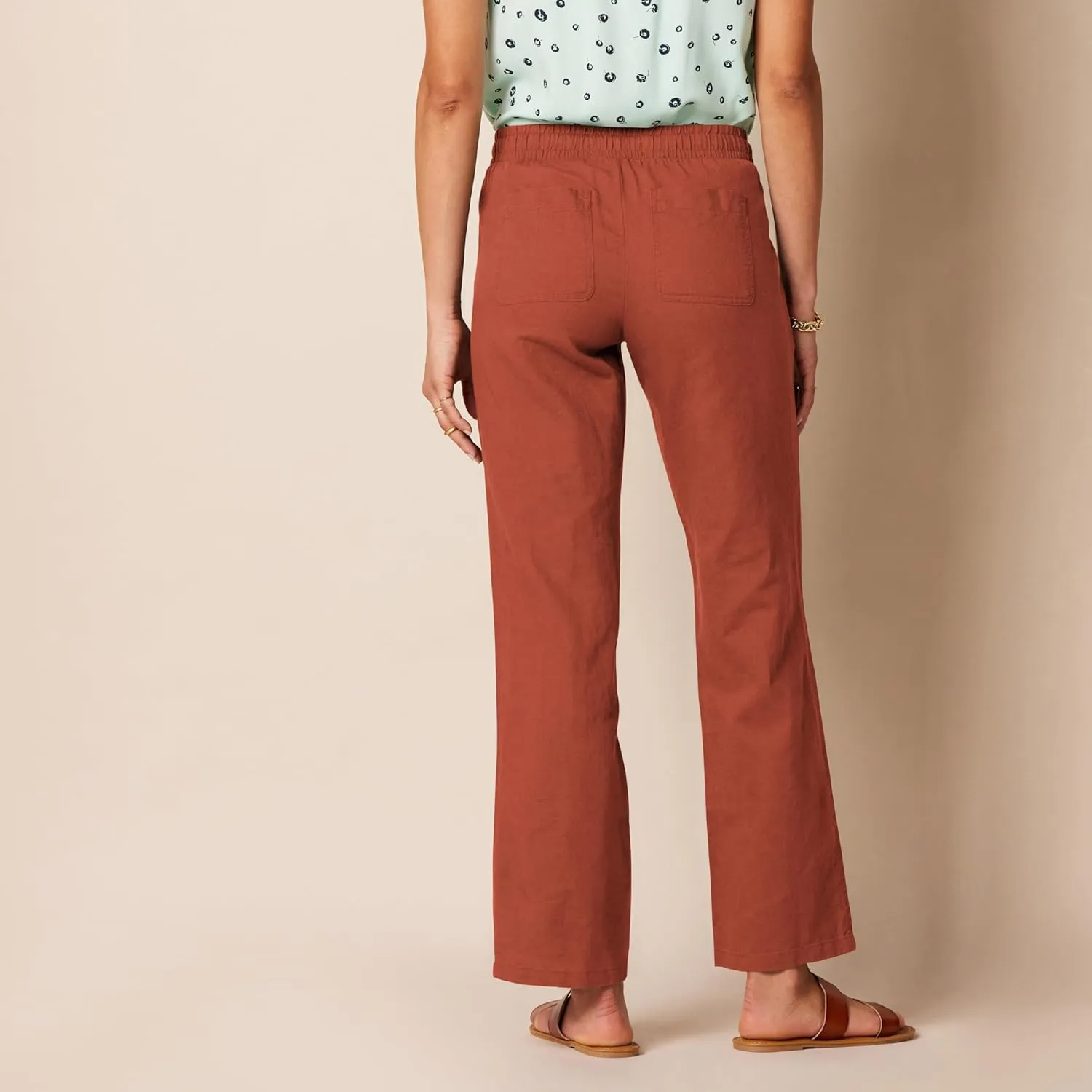 Amazon Essentials Women's Linen Blend Drawstring Relaxed Fit Wide Leg Pant (Available in Plus Size)