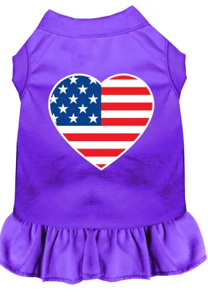 American Flag Heart Screen Print Dress Purple Xl