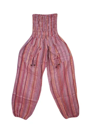 Baggy Harem pants Cotton Pink Bohemian Pants, High Waist Pants S/M/L
