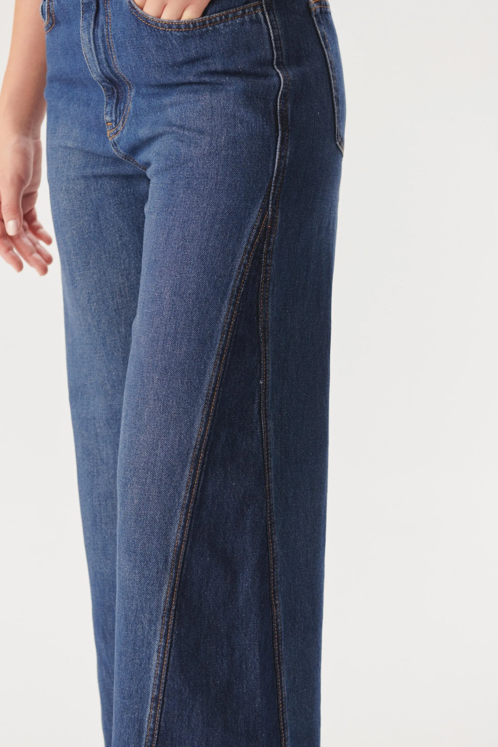 Blue Raw Hem Wide-Leg Jeans