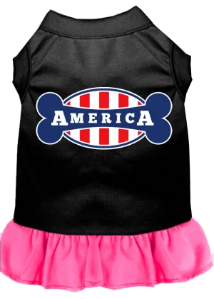 Bonely In America Screen Print Dress Black With Bright Pink Xl