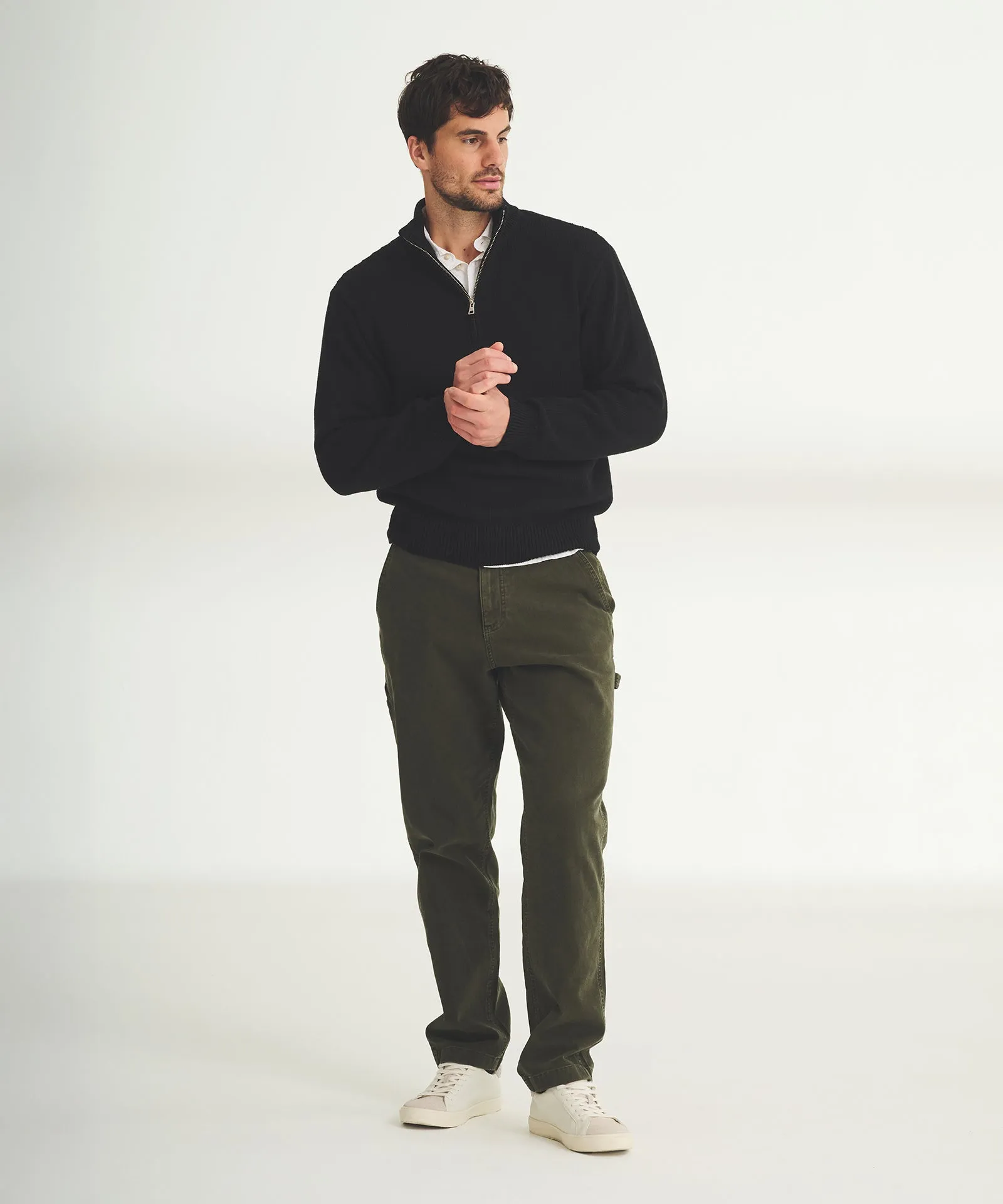 Cotton Relaxed Quarter Zip Sweater