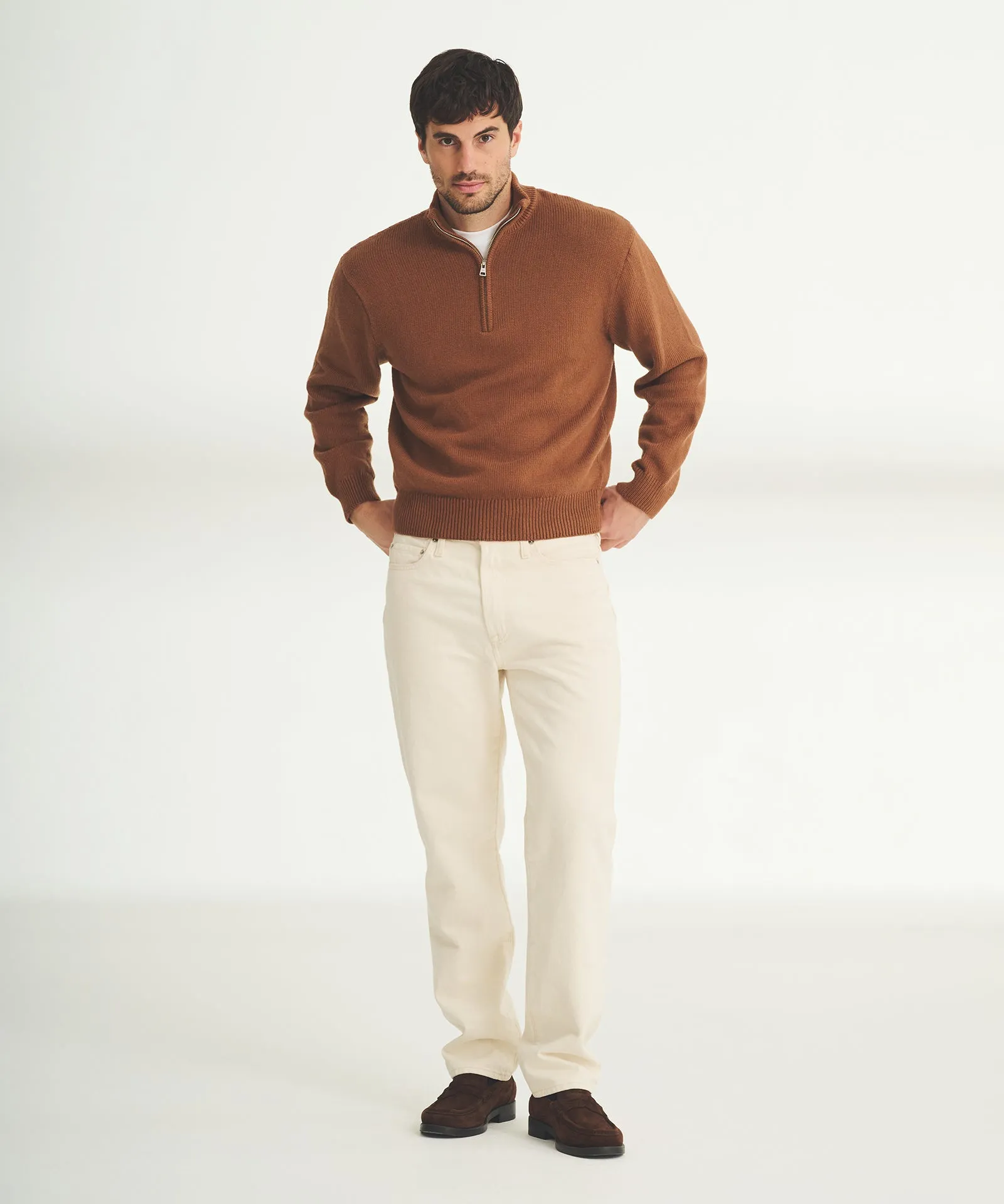 Cotton Relaxed Quarter Zip Sweater