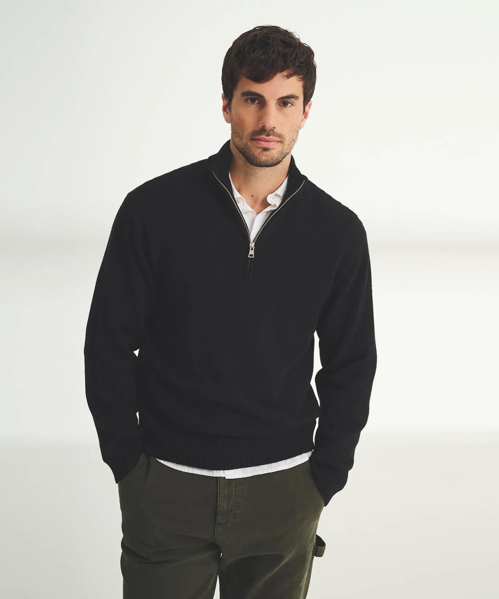 Cotton Relaxed Quarter Zip Sweater