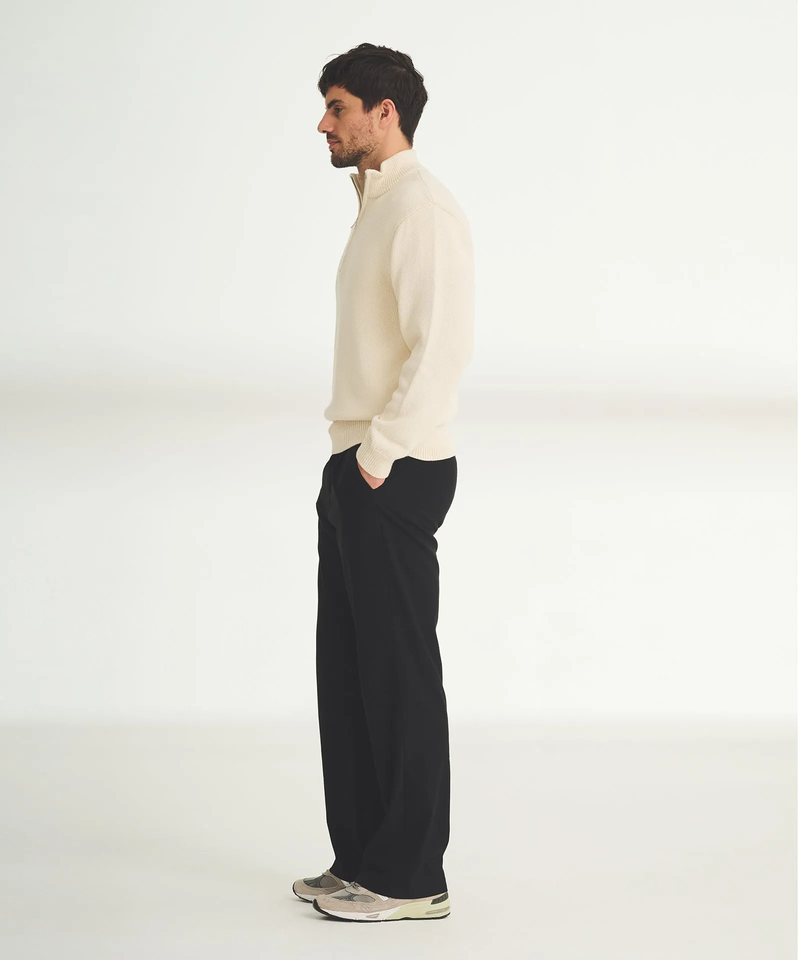 Cotton Relaxed Quarter Zip Sweater