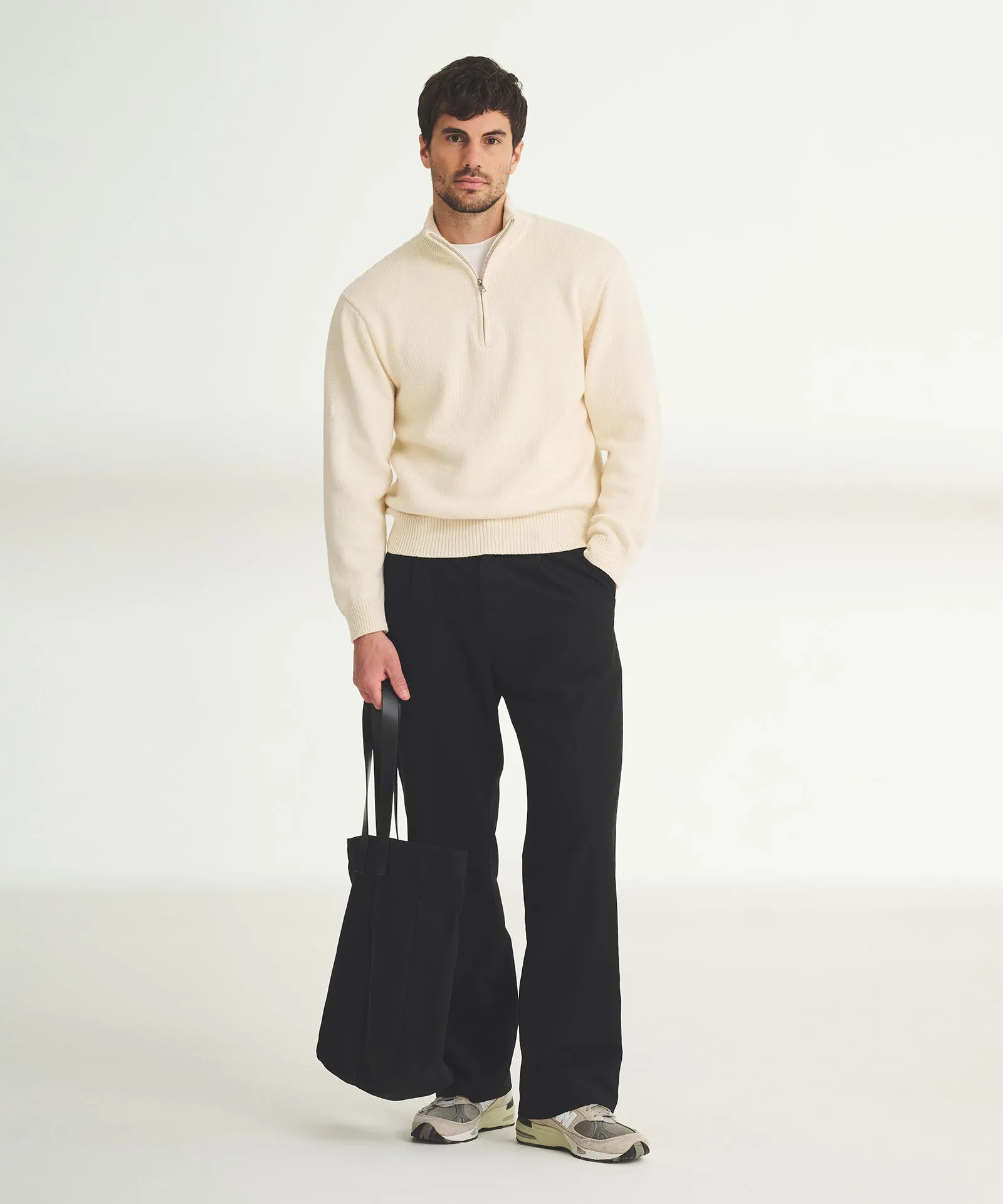 Cotton Relaxed Quarter Zip Sweater