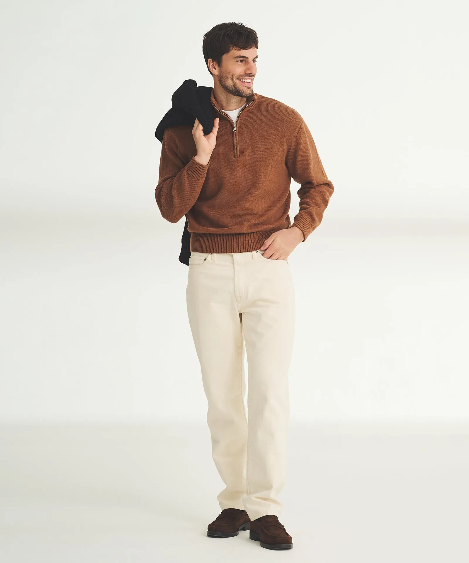 Cotton Relaxed Quarter Zip Sweater