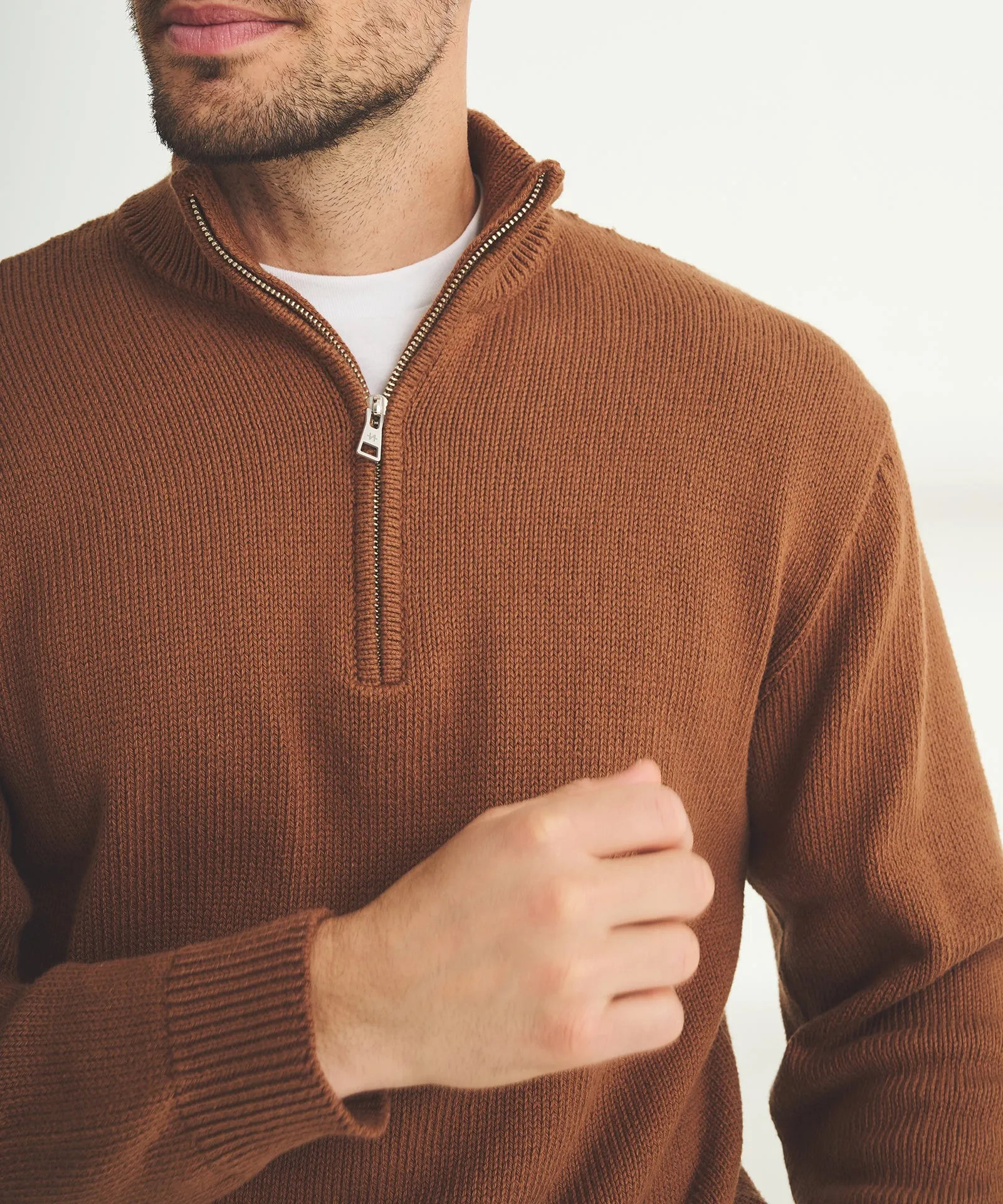 Cotton Relaxed Quarter Zip Sweater