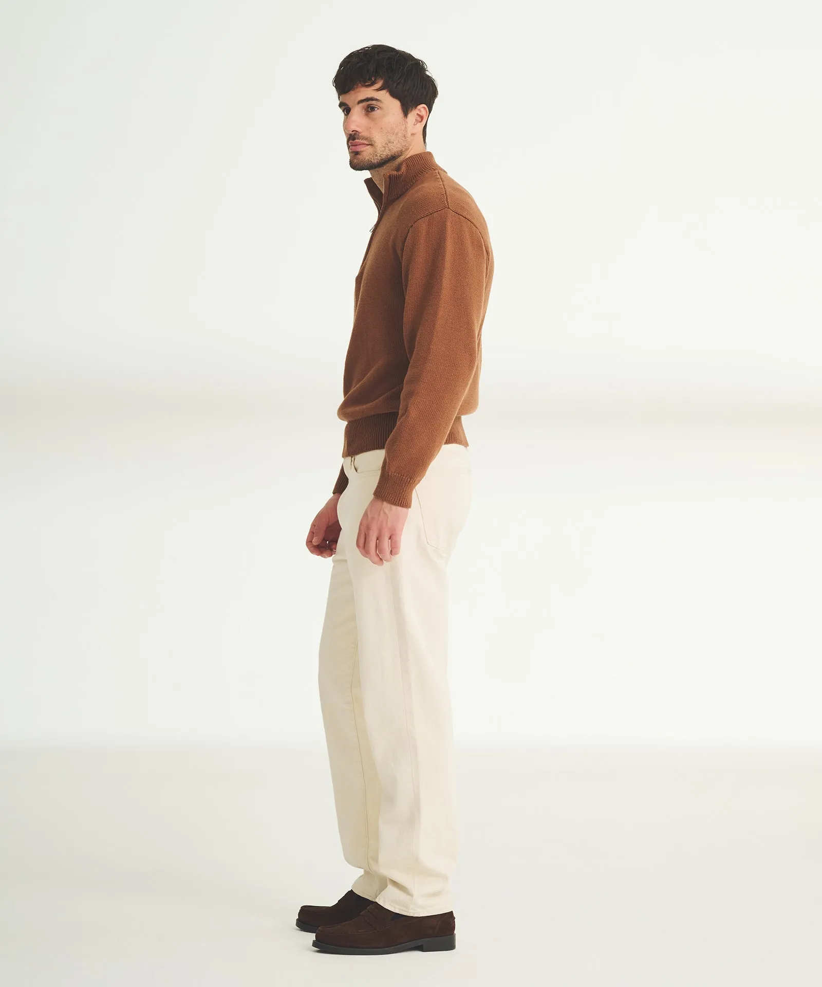 Cotton Relaxed Quarter Zip Sweater