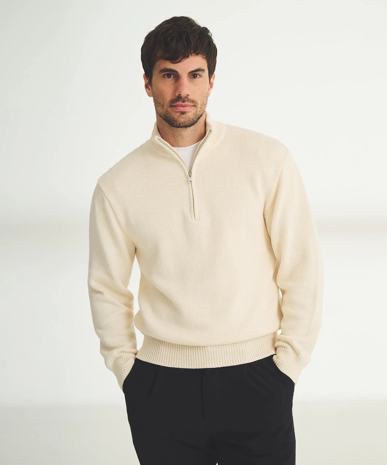 Cotton Relaxed Quarter Zip Sweater