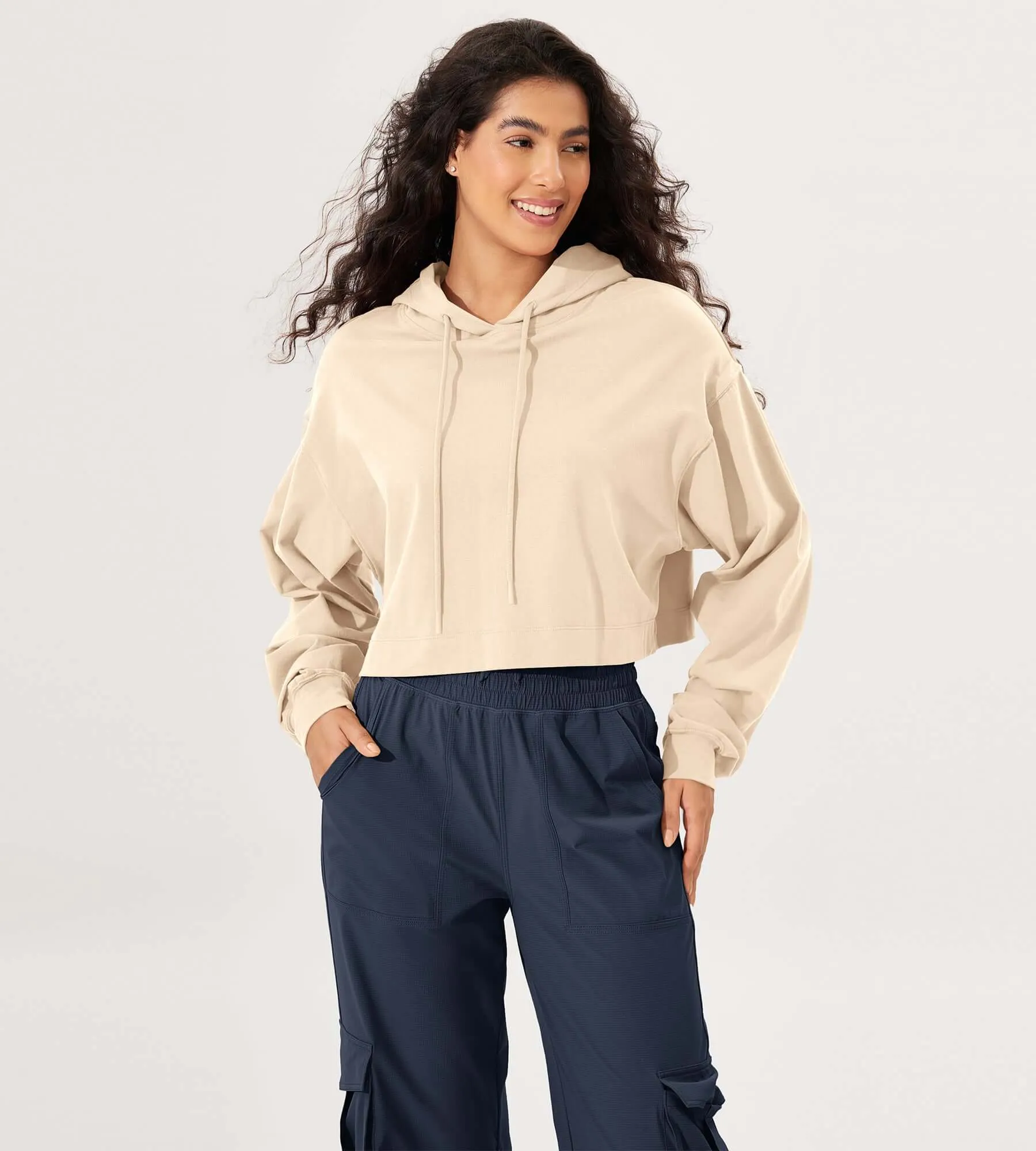 Cropped Cotton Soft Long Sleeve Pullover Hoodies