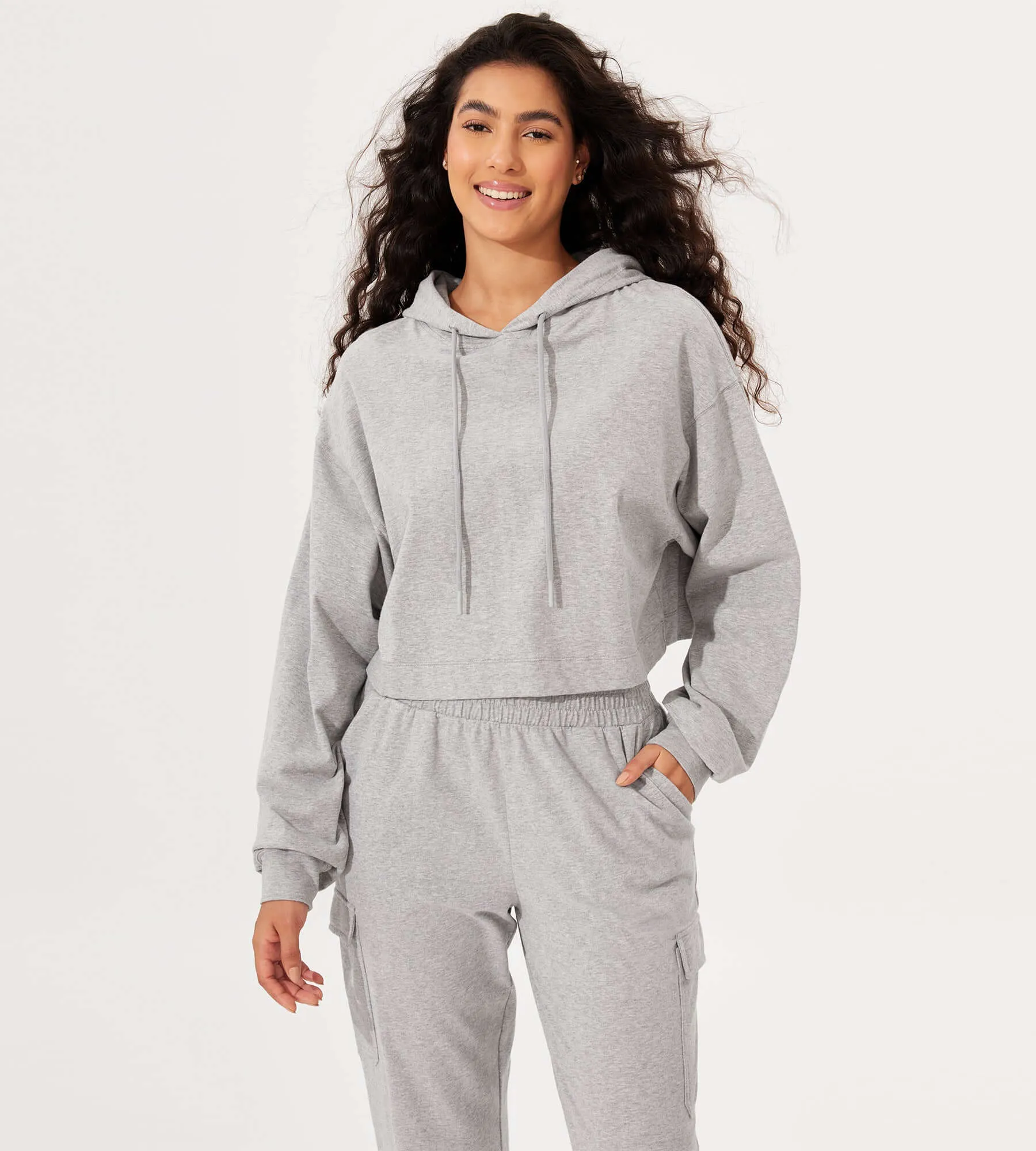 Cropped Cotton Soft Long Sleeve Pullover Hoodies