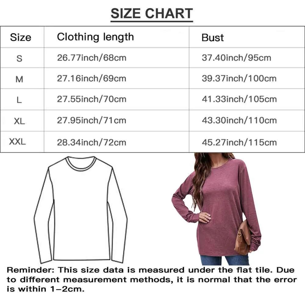 Custom Name Round Neck Long Sleeve T-shirt Multiple Simple Colors Women's Loose Print Tops