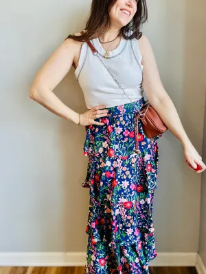 Floral Tiered Maxi Skirt