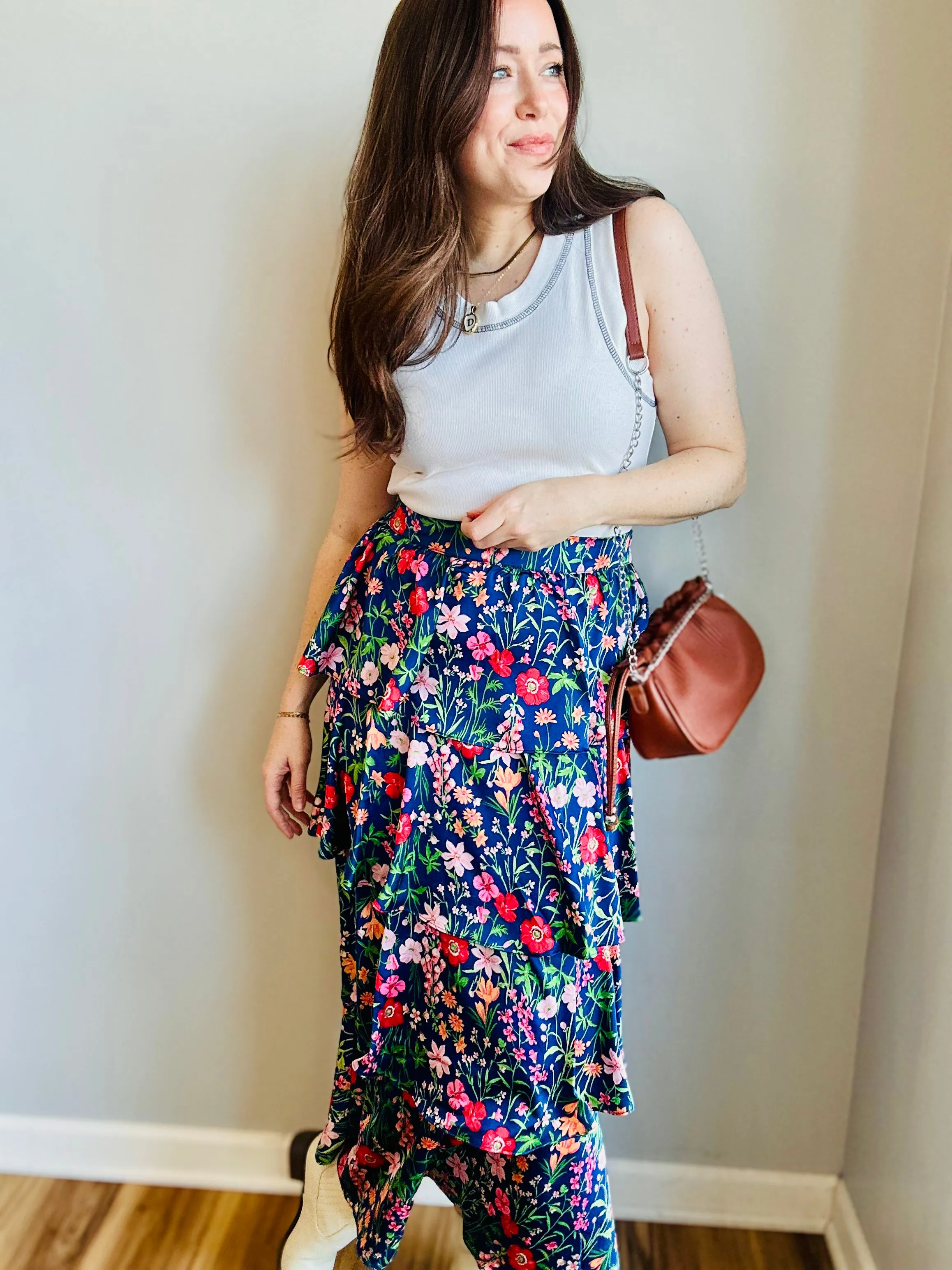 Floral Tiered Maxi Skirt