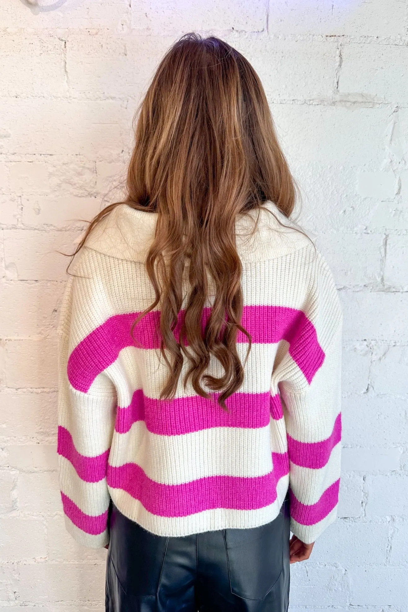 Fuchsia Striped Knit Sweater