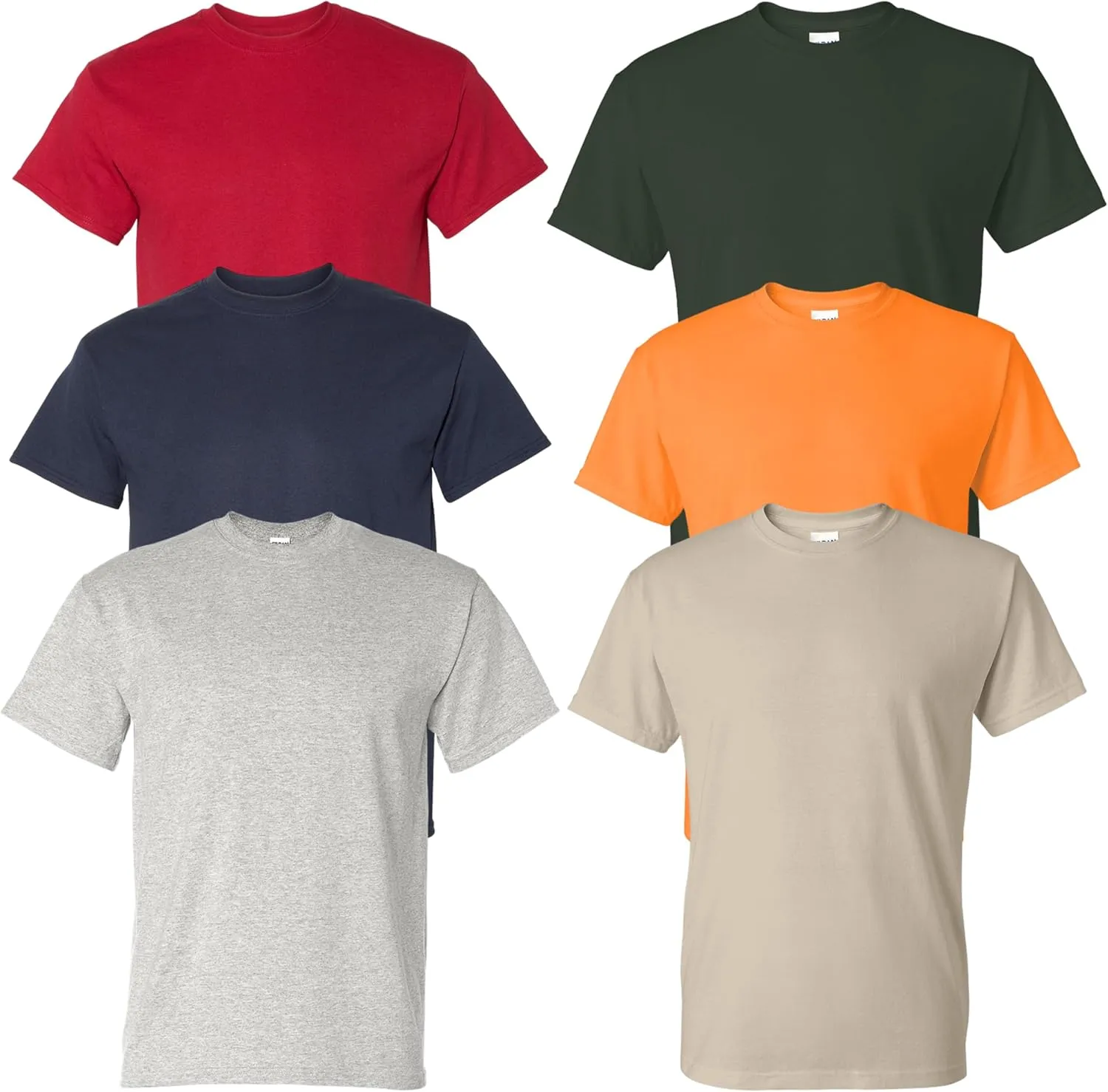 Gildan T-Shirt Men DryBlend, 50/50 Adult Tee 5.5Oz, Multipack 1I3I6I10 Set of 6, 5XL Multicolor