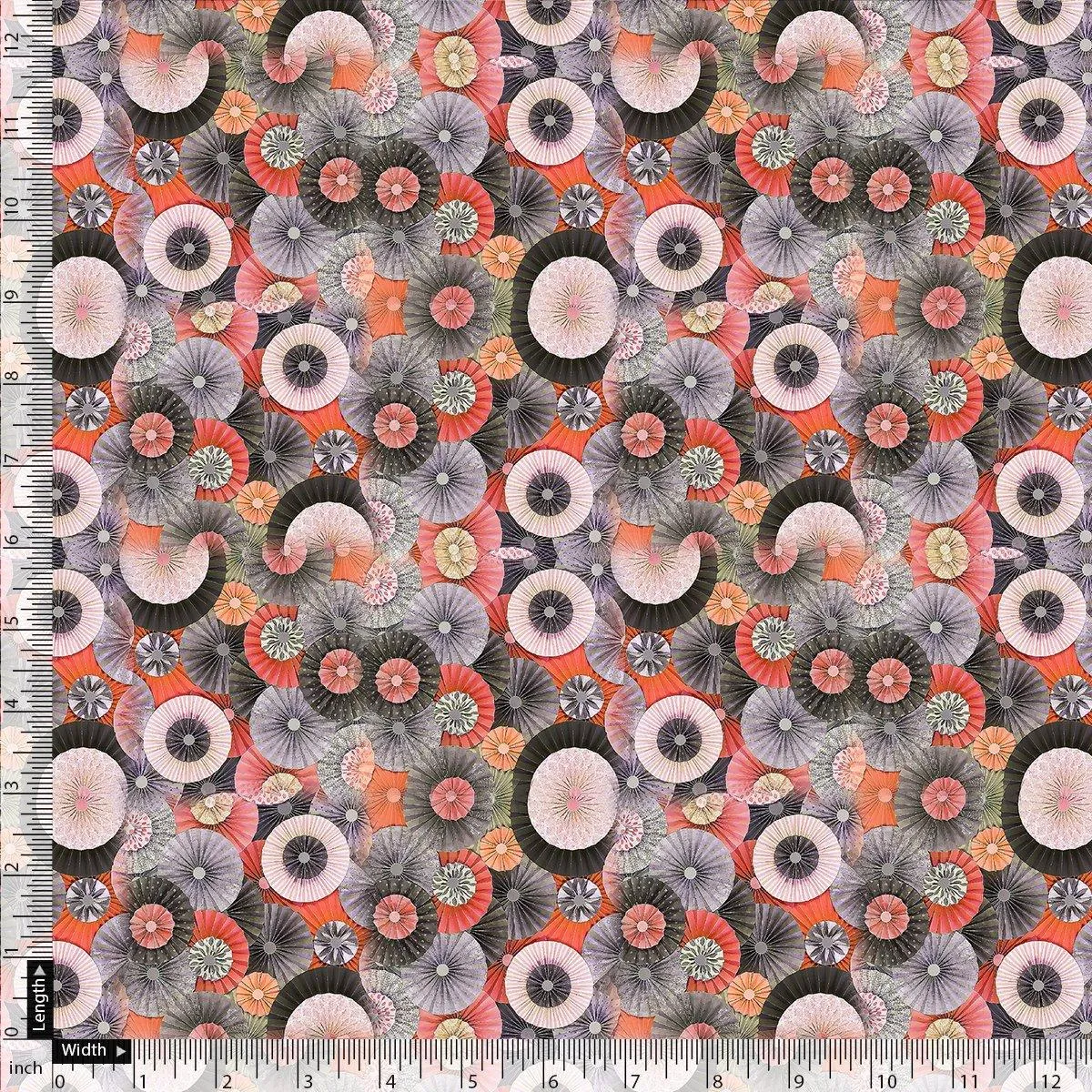 Glam Polished Multicolour Rounded Digital Printed Fabric