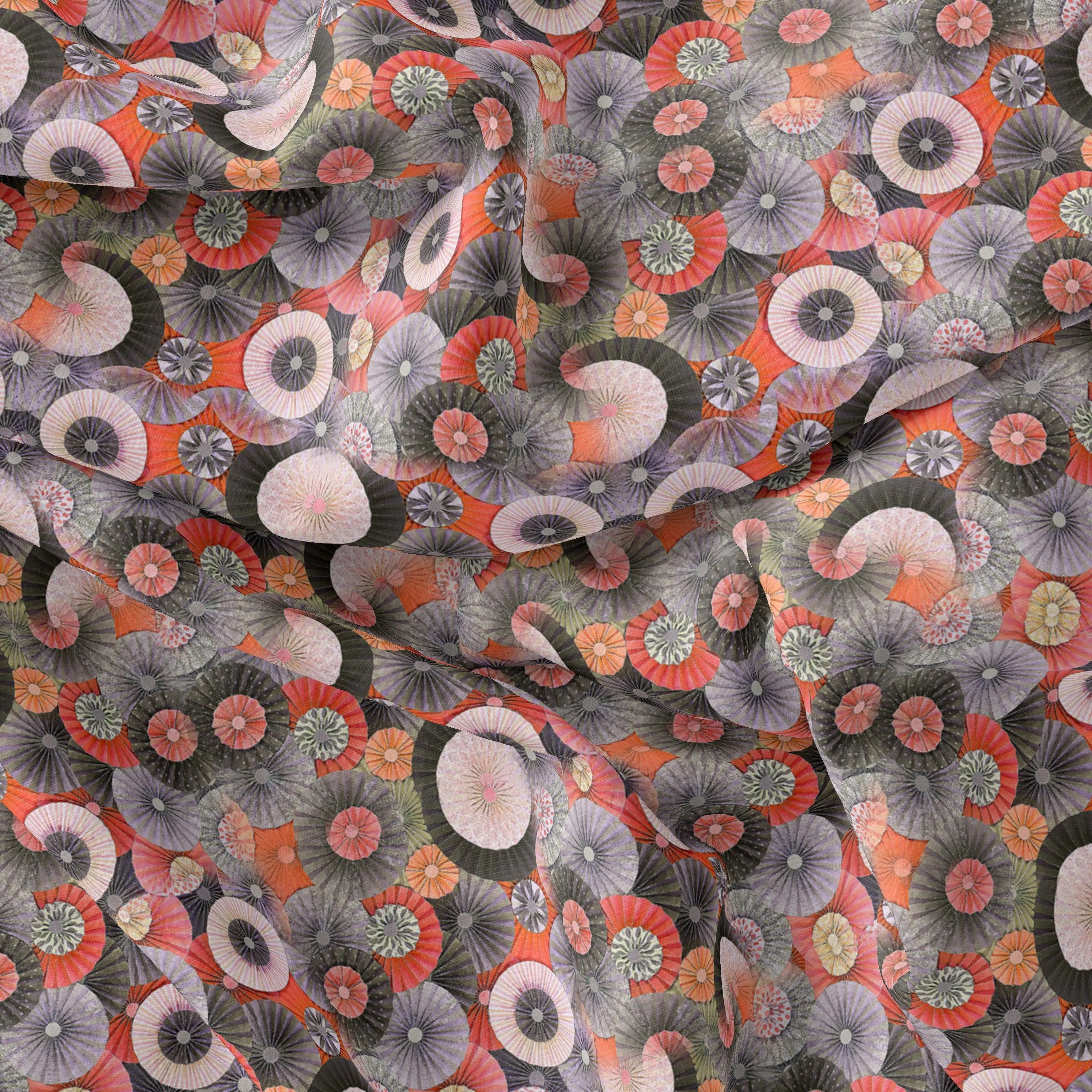 Glam Polished Multicolour Rounded Digital Printed Fabric