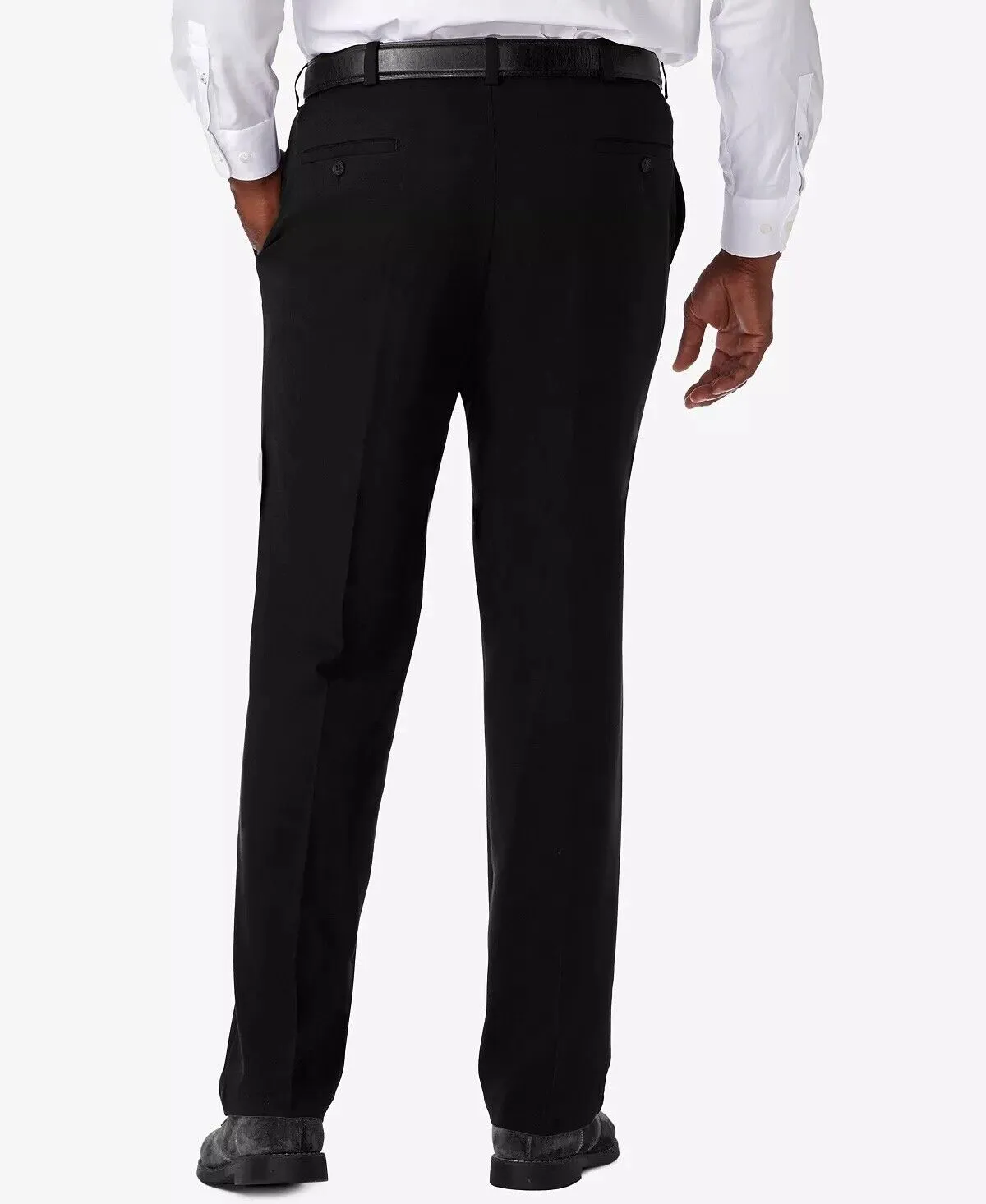 Haggar Mens Classic fit Dress Pants 44 / 29 Black Solid Stretch