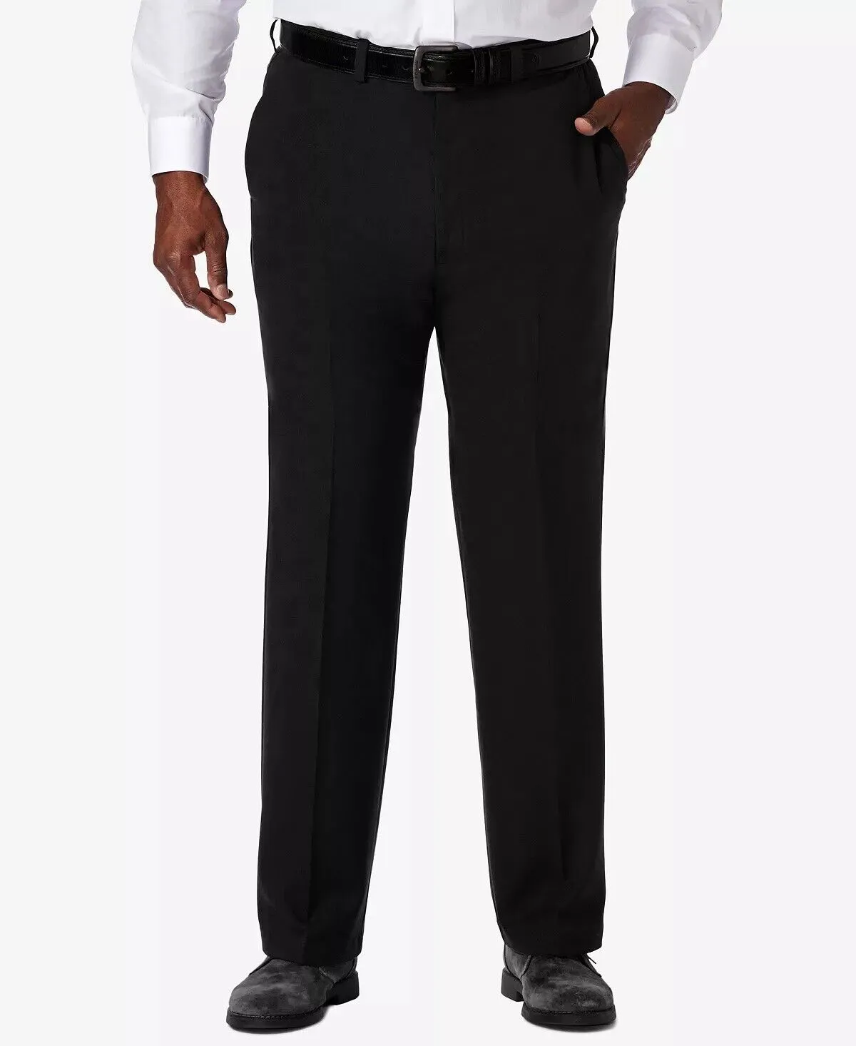 Haggar Mens Classic fit Dress Pants 44 / 29 Black Solid Stretch
