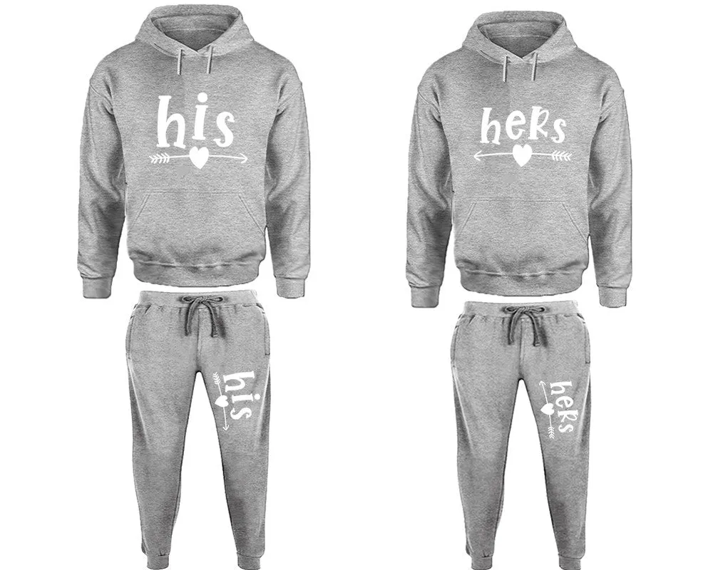 His and Hers Pullover Hoodie & Jogger Pants Set - Unisex Matching Outfits, 4 Pieces Sold Separately
