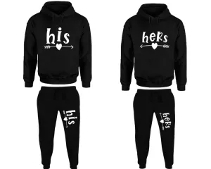 His and Hers Pullover Hoodie & Jogger Pants Set - Unisex Matching Outfits, 4 Pieces Sold Separately