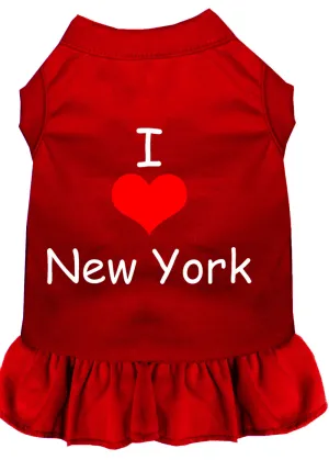 I Heart New York Screen Print Dress Red Xs