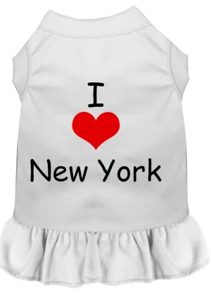 I Heart New York Screen Print Dress White Xs