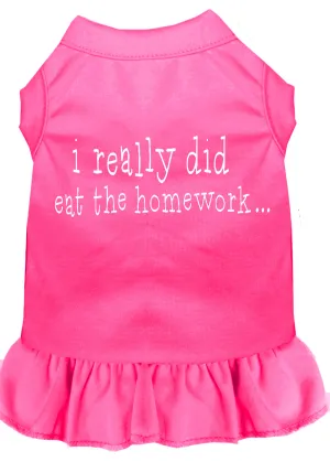 I Really Did Eat The Homework Screen Print Dress Bright Pink Med