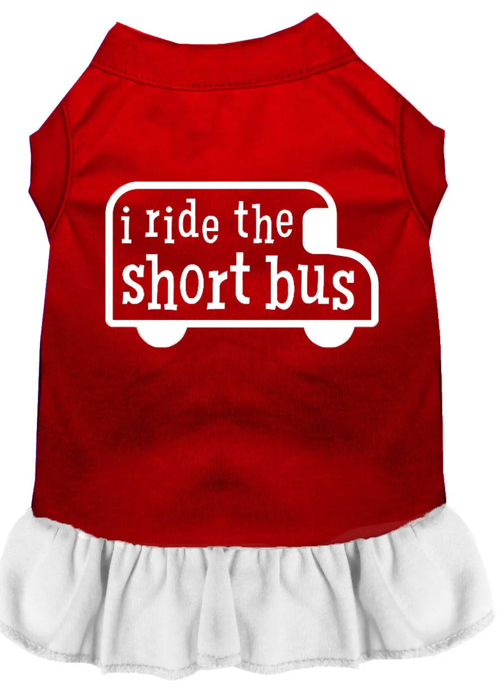 I Ride The Short Bus Screen Print Dress Red With White Xxxl