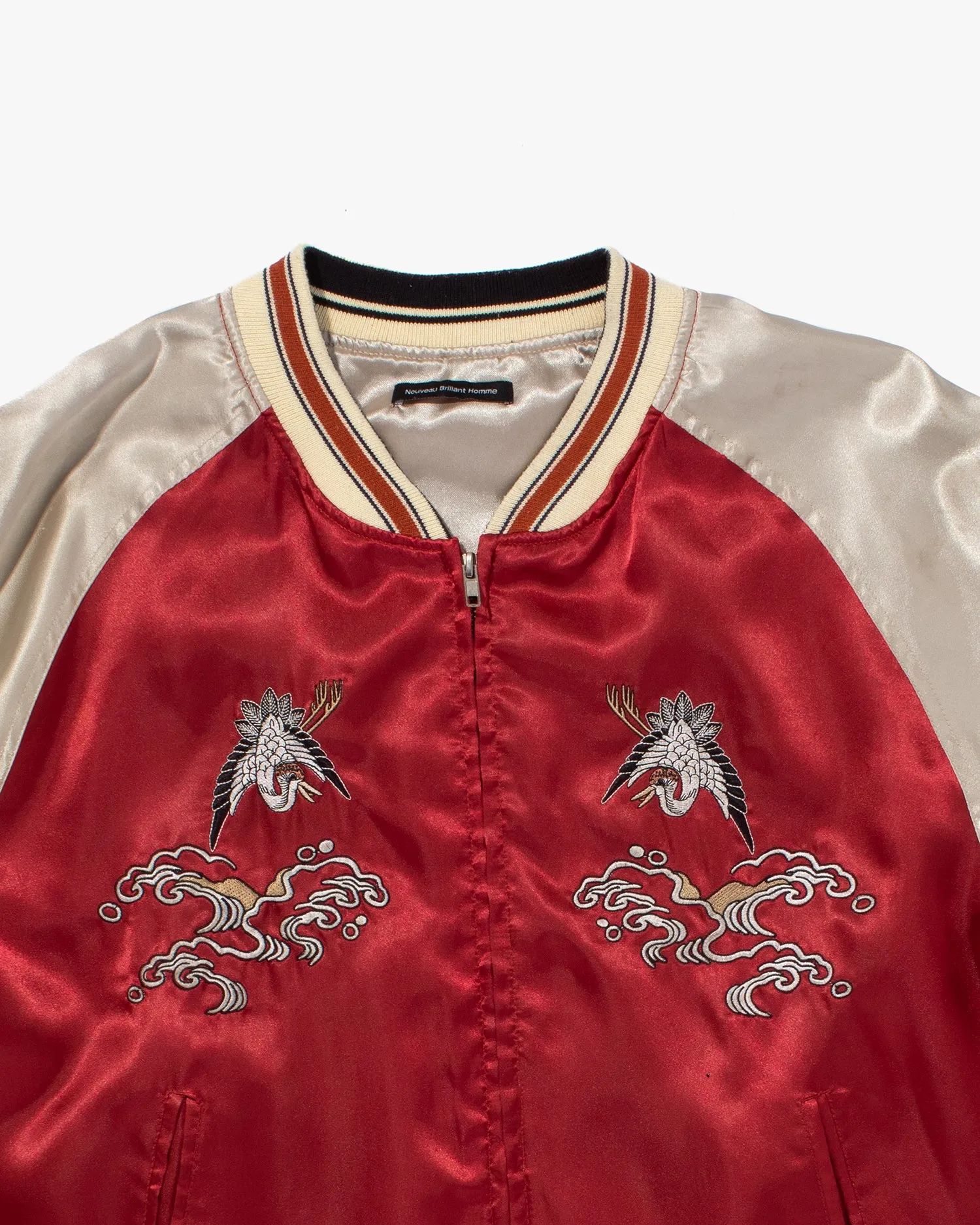 Japanese Repro Souvenir Jacket, Red with Seven Lucky Gods - S