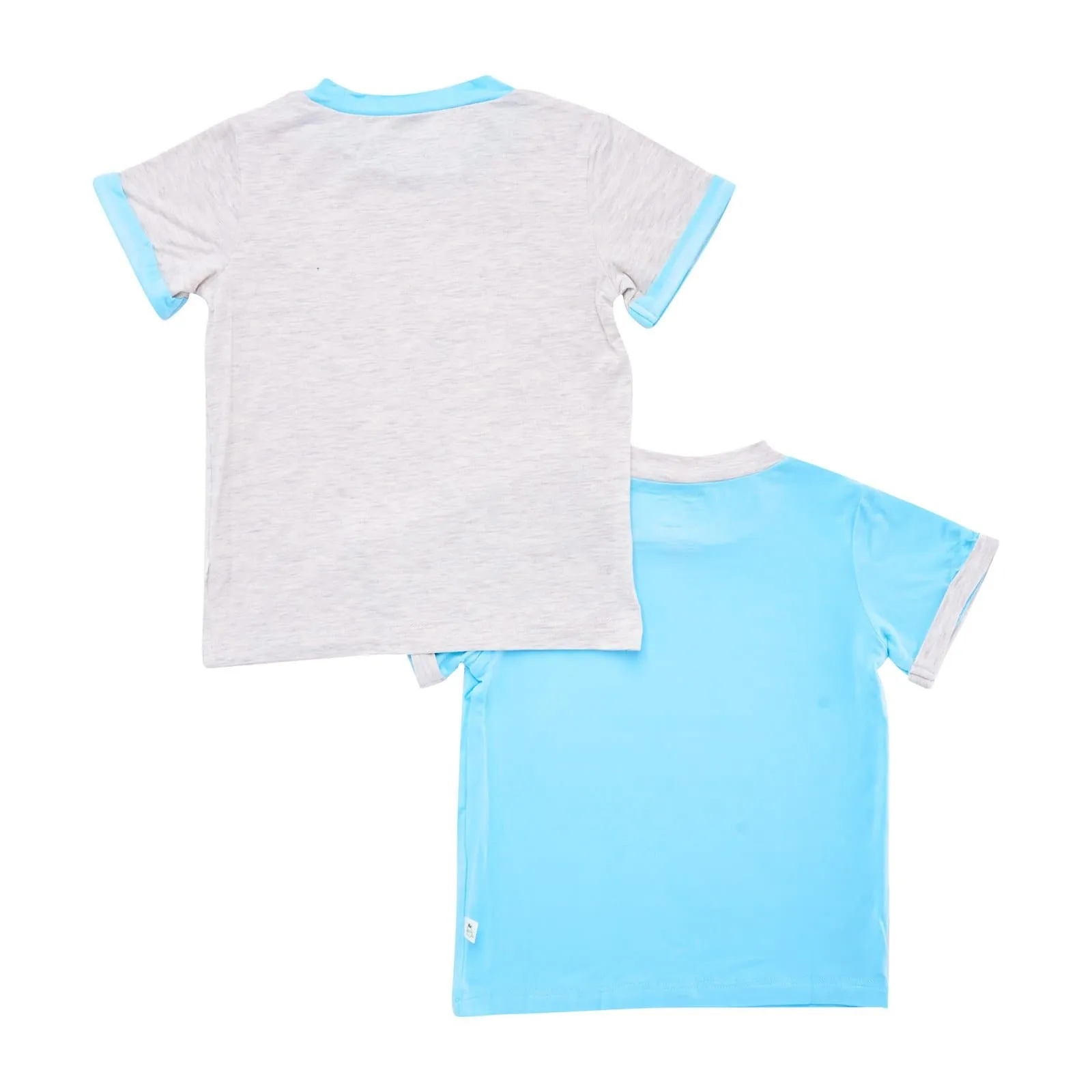 Kids Basic Tee (Folded Sleeves) (Pack of 2) - Turquoise / Grey