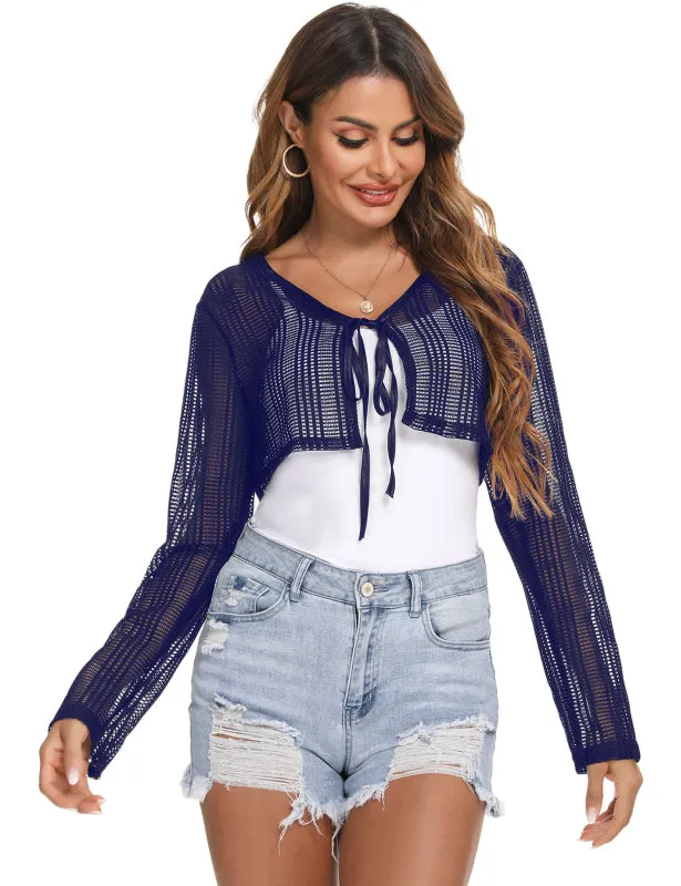 Ladies Casual Fashion Hollow Lace Small Cardigan