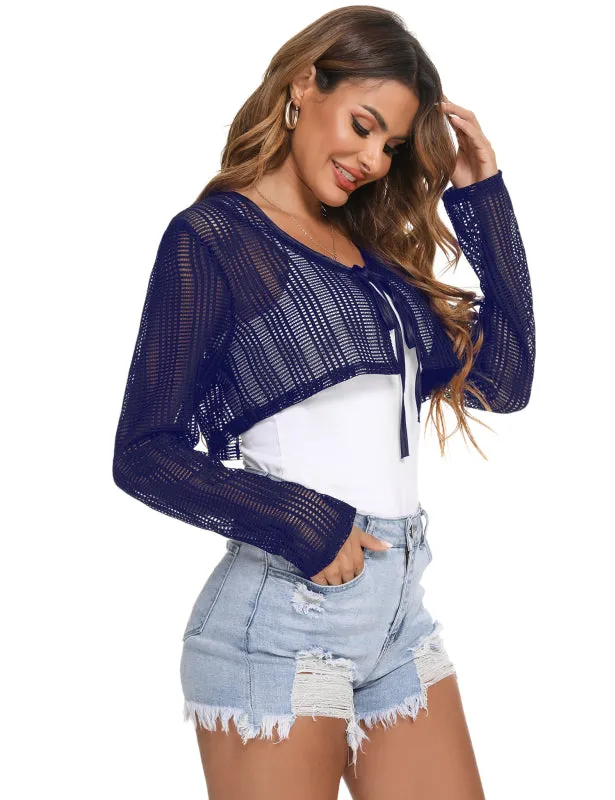 Ladies Casual Fashion Hollow Lace Small Cardigan