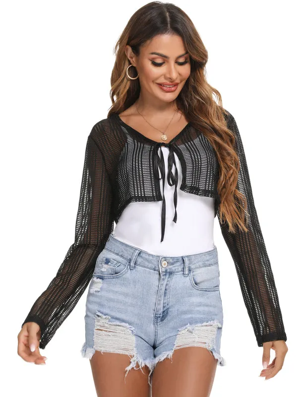 Ladies Casual Fashion Hollow Lace Small Cardigan