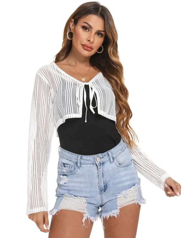Ladies Casual Fashion Hollow Lace Small Cardigan