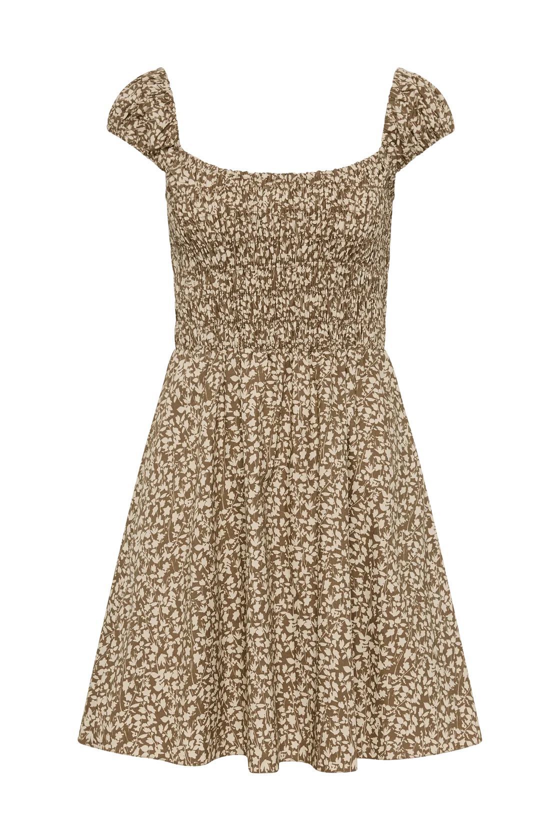 Lene Mini Dress Micro Leaves Walnut