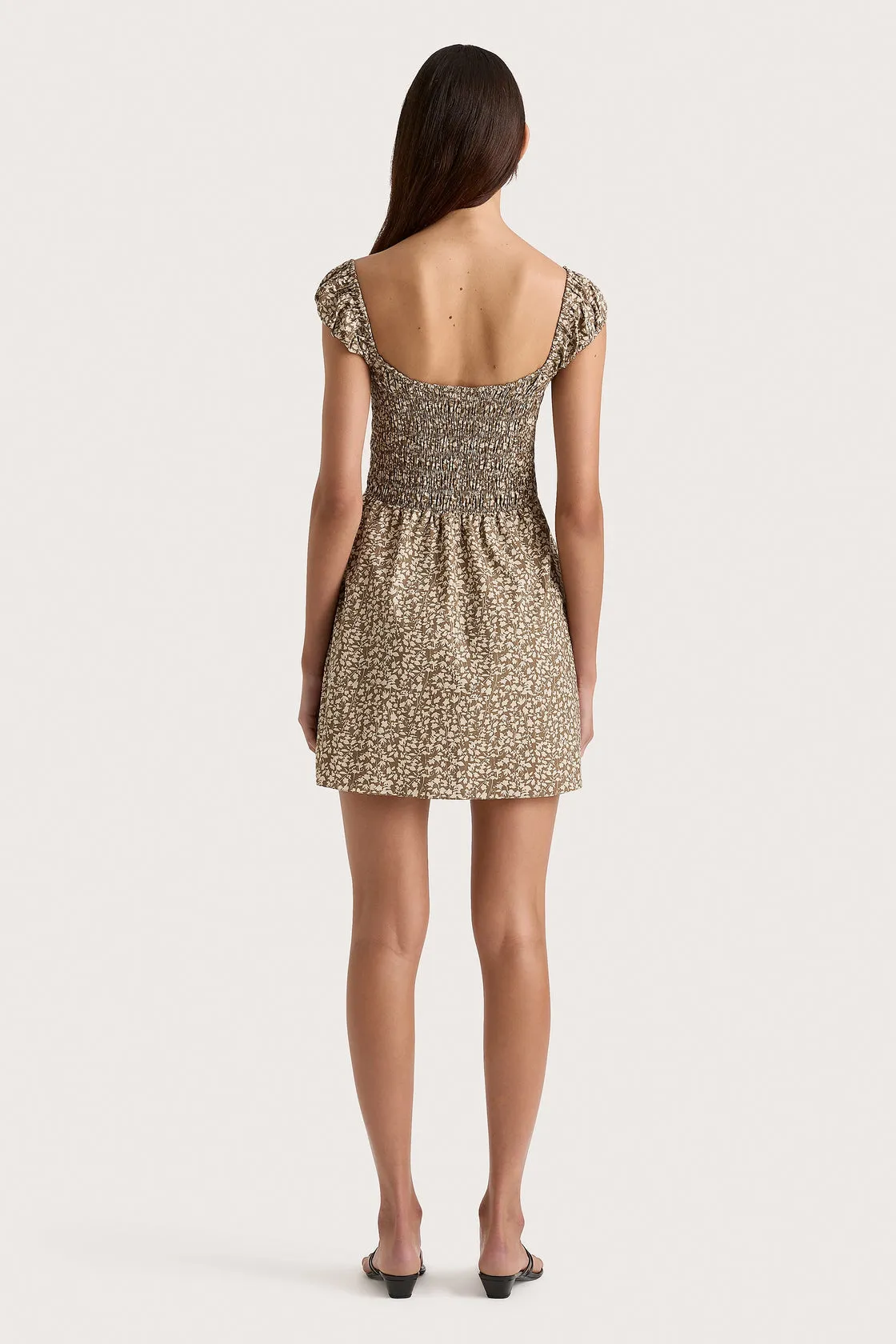 Lene Mini Dress Micro Leaves Walnut