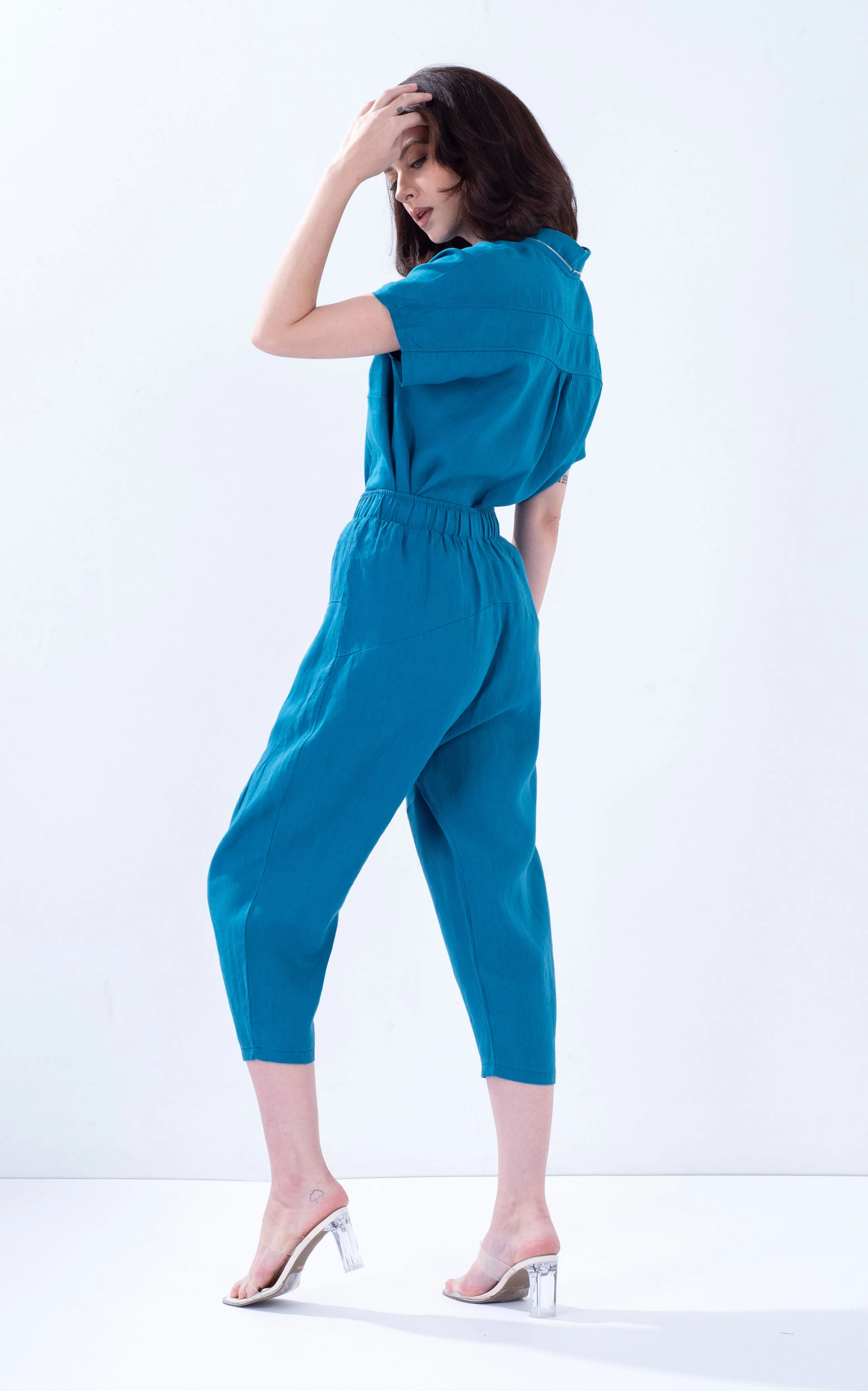 Linen Tapered Baggy Pants
