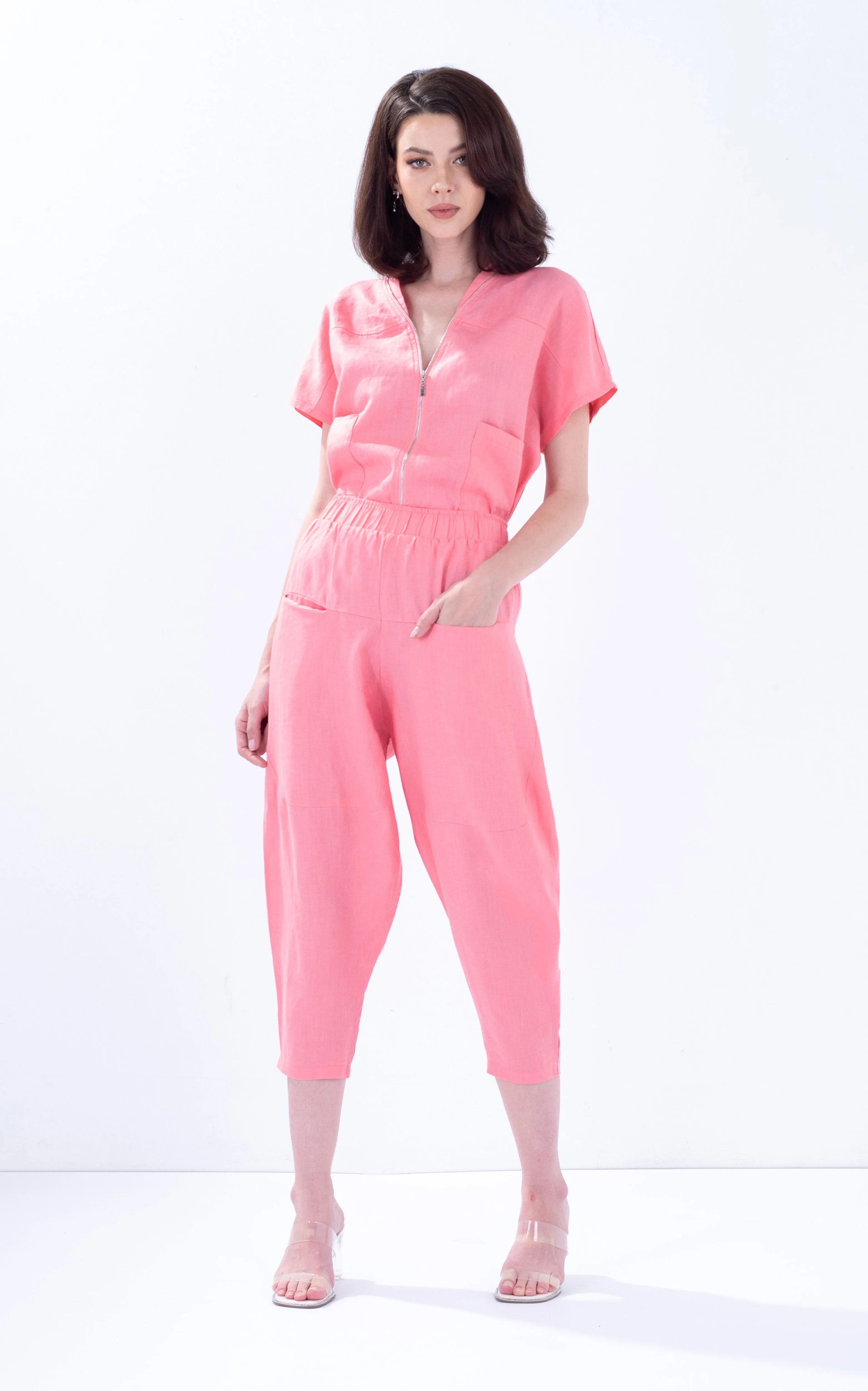 Linen Tapered Baggy Pants