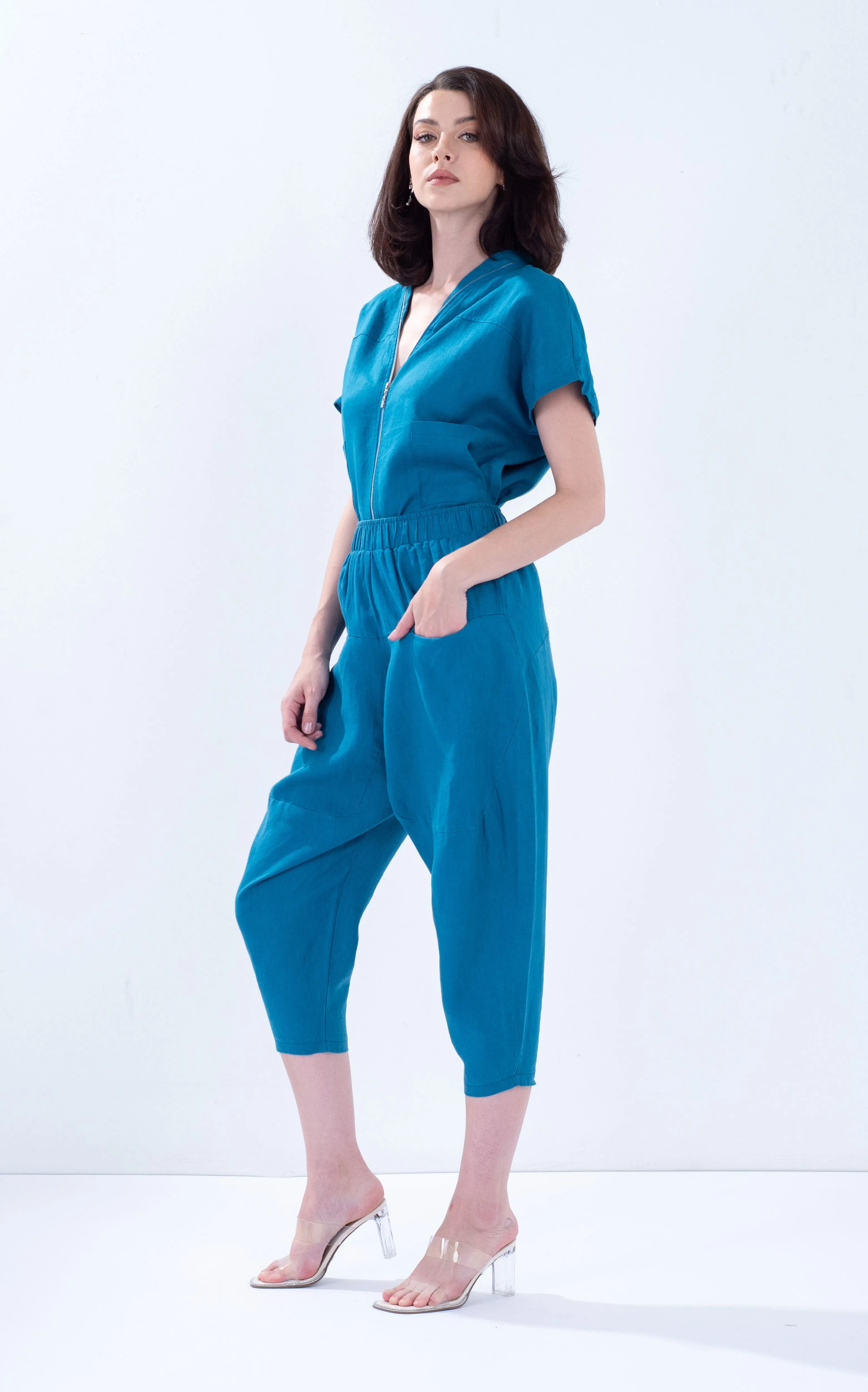 Linen Tapered Baggy Pants