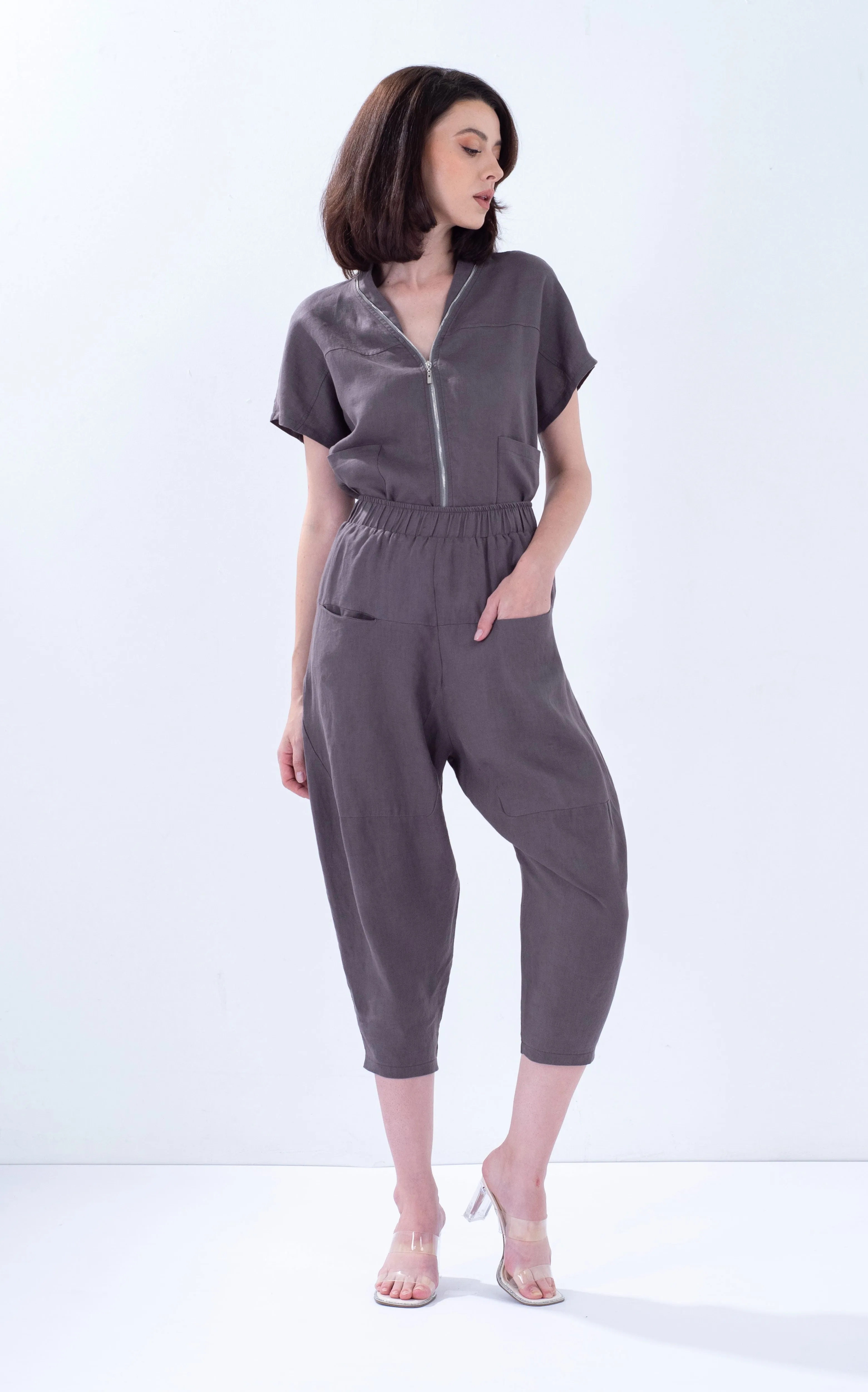 Linen Tapered Baggy Pants