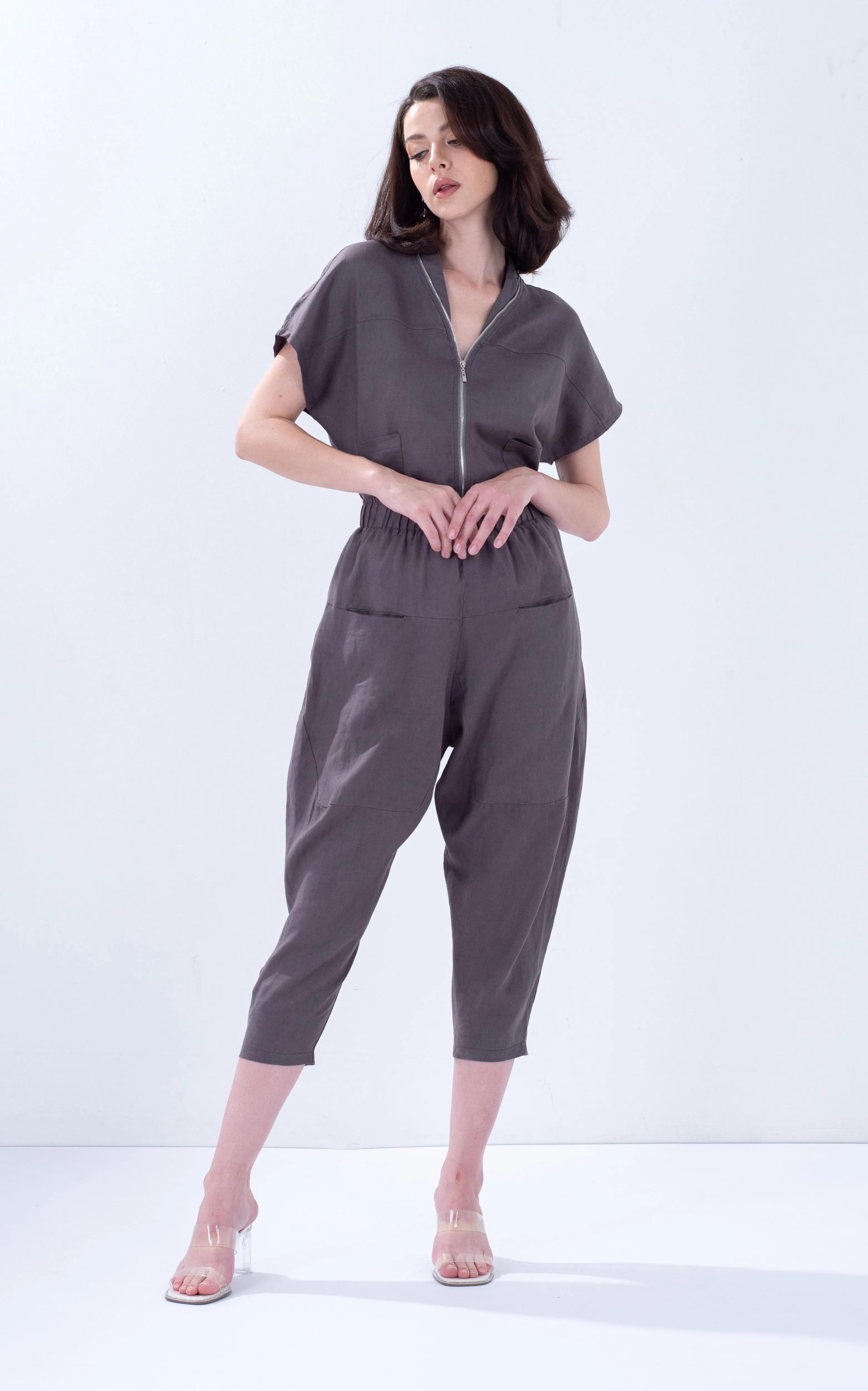 Linen Tapered Baggy Pants